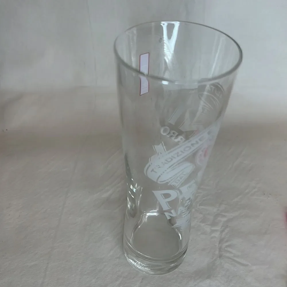 Peroni Beer Drinking Glass 12 Ounces 2 1/2 Inches Diameter 7 3/4 Inches Tall
